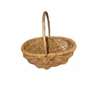 Hand Woven Wood Basket Egg Gathering Buttocks Rustic Country Vintage